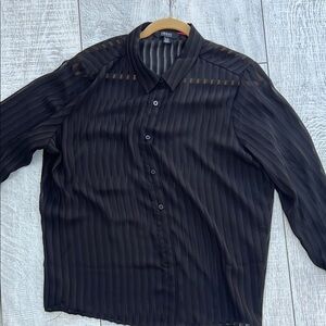 Isaac Madurai black sheer striped blouse